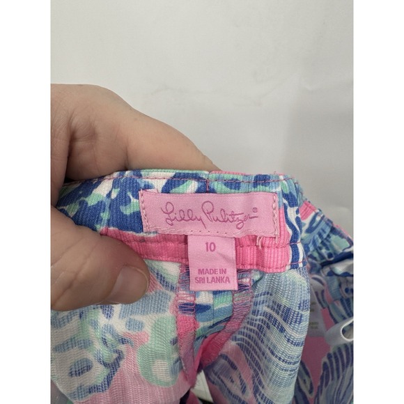 Lilly Pulitzer Shorts Kids 10 Pink Blue Tropical Preppy Ocean Seashell Vacation - Picture 3 of 8